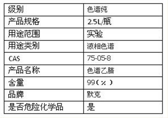 德国默克乙腈hplc 色谱纯
